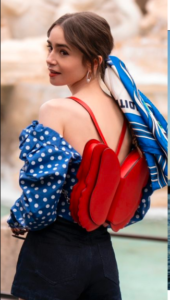 emily in paris Lily Collins 04 Red Butterfly Bag